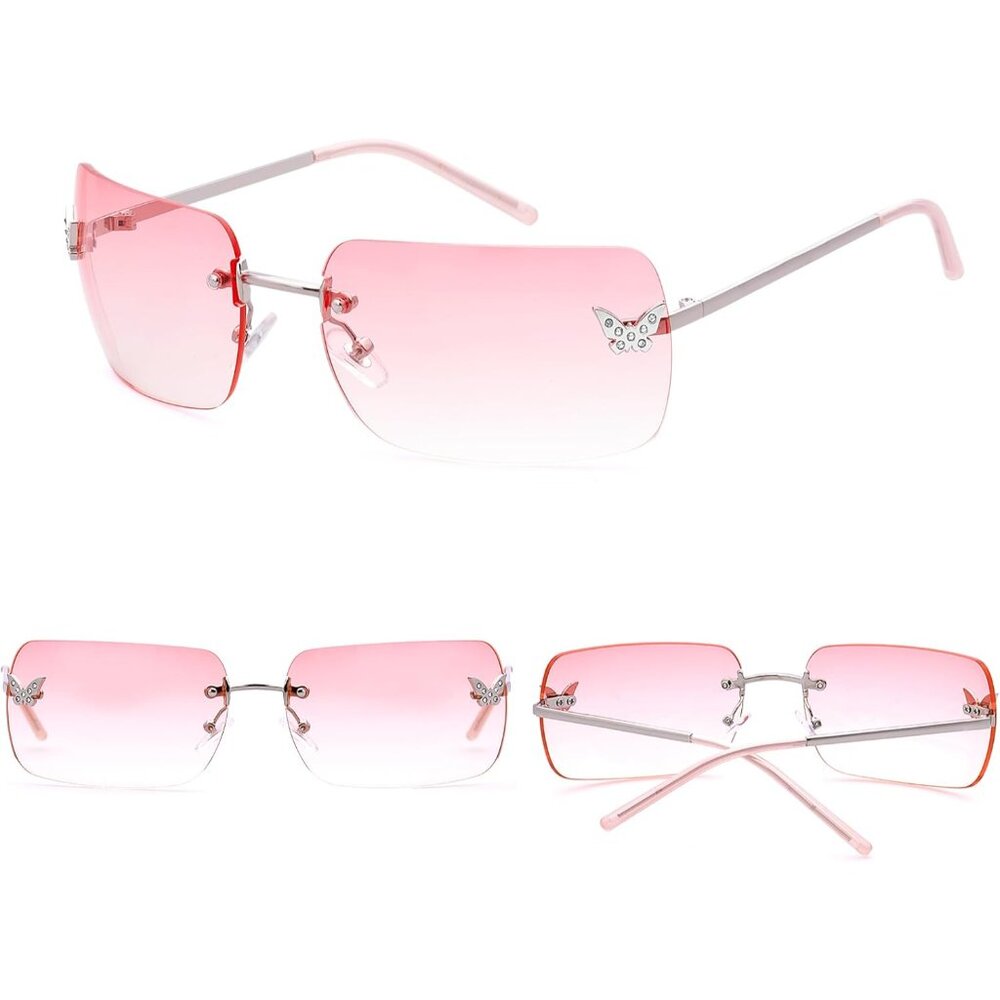 Rectangular Y2k Sunglasses Frameless Uv400 Tinted… - image 5